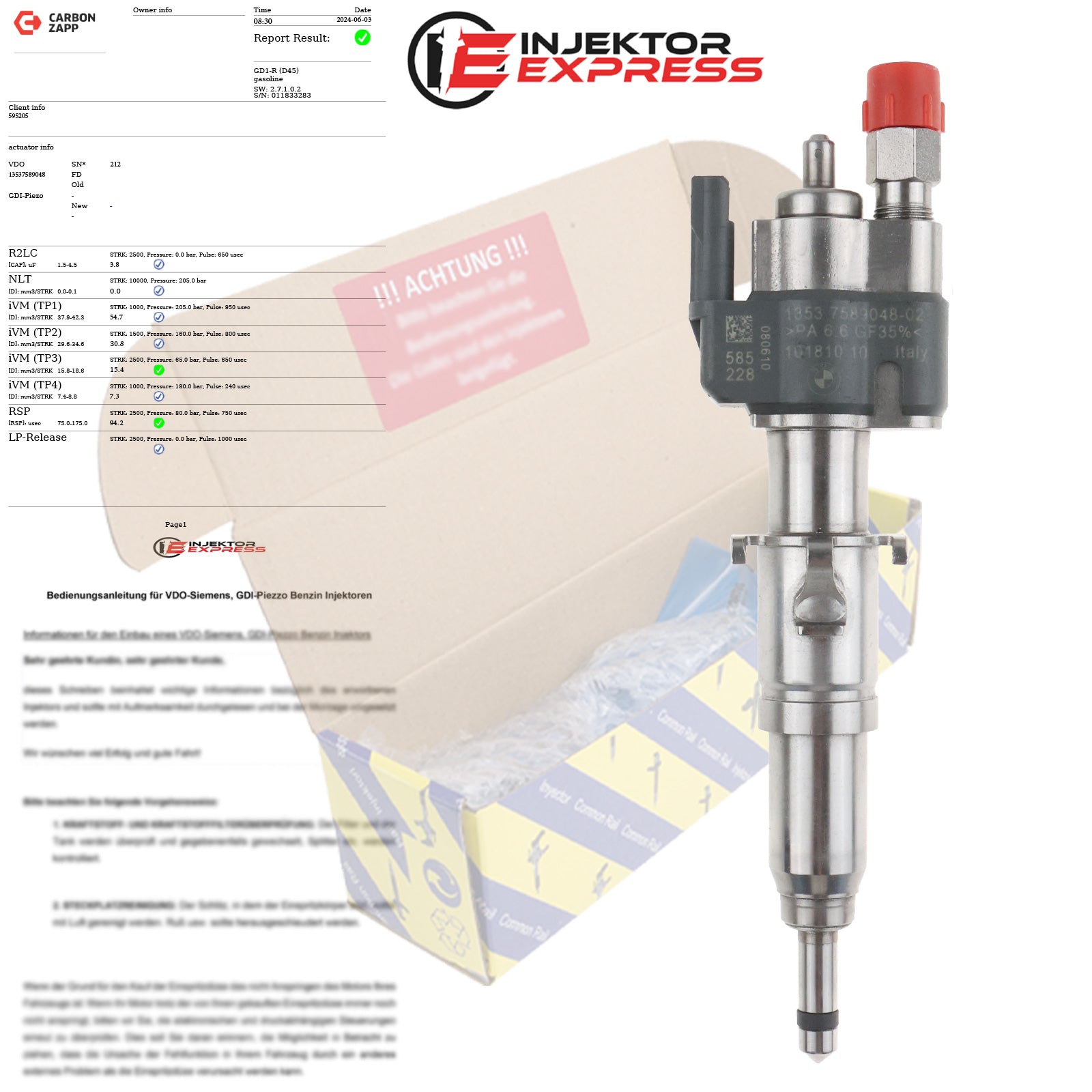 13537589048-02 Injection nozzle VDO petrol injector BMW E81 E90